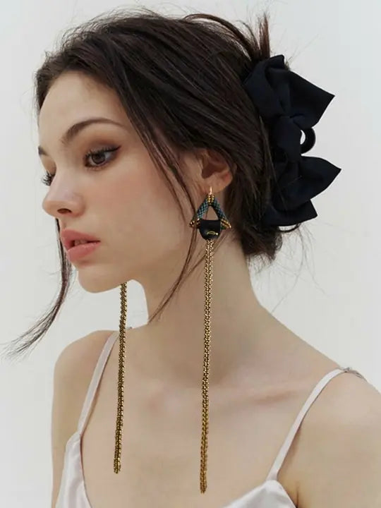 Fusion Siyah Boncuk İşleme Küpe