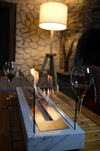 LUMIA Mermer Desenli Masaüstü Şömine Beyaz