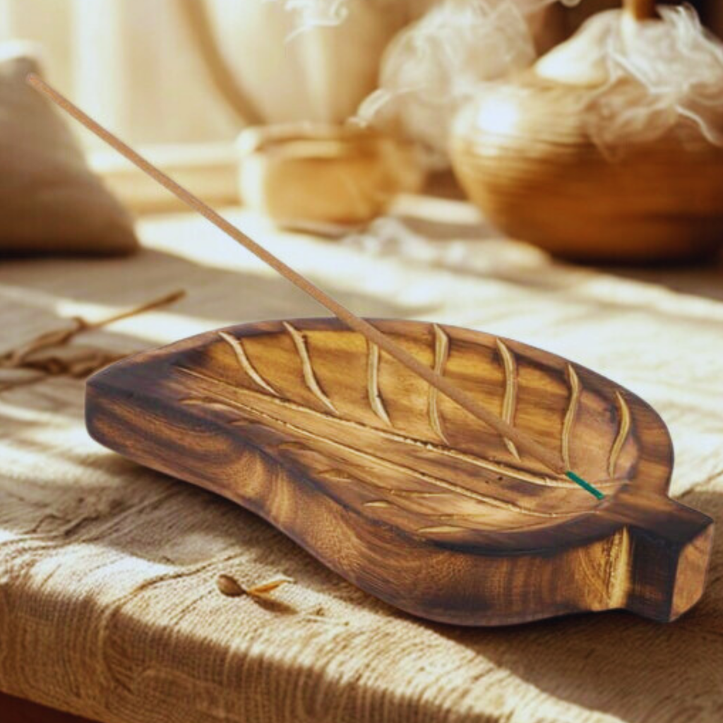 Yaprak Temalı Çubuk Tütsülük  | Hint Gül Ağacı – El Yapımı & Doğal