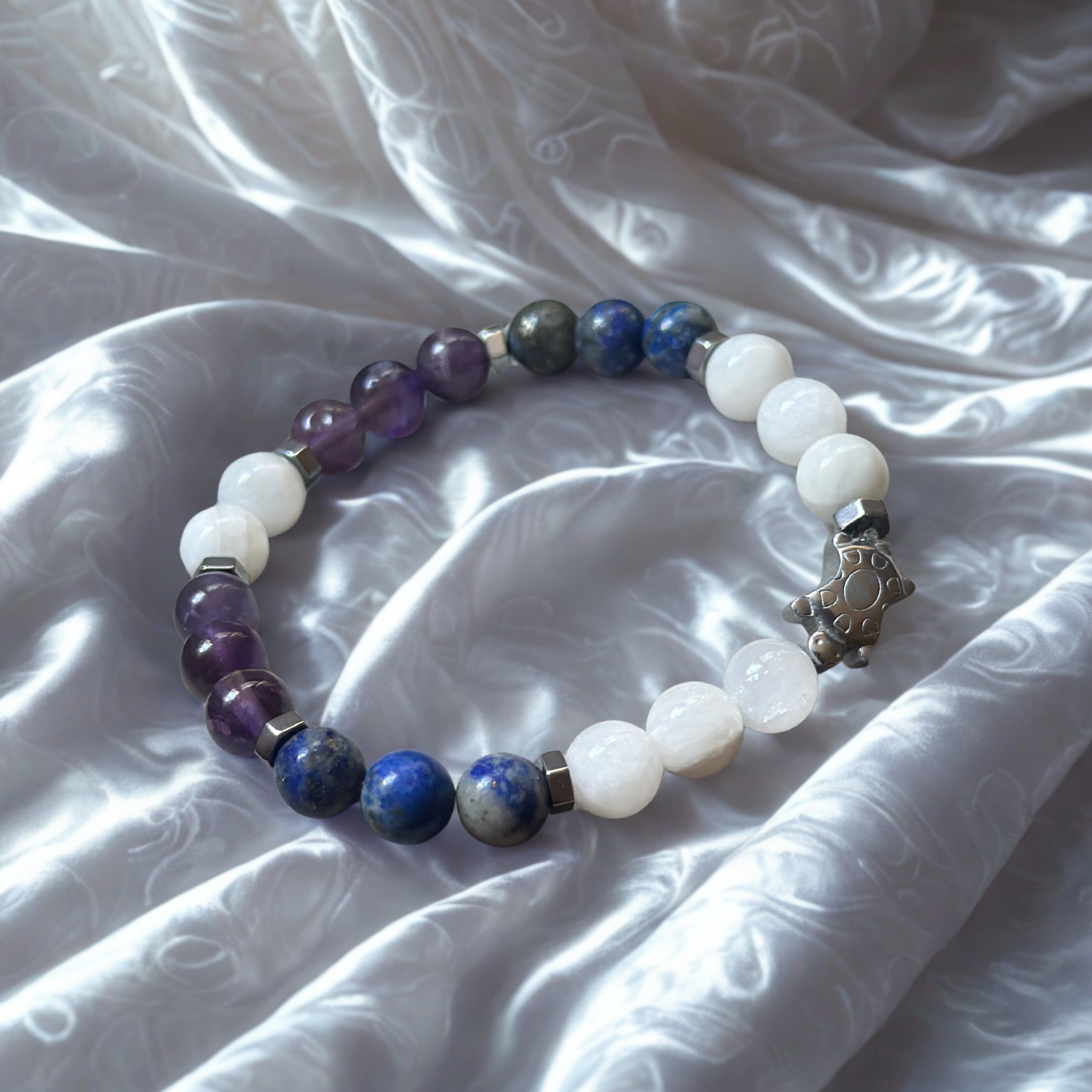Umut Bilekliği — Ay Taşı, Lapis, Ametist ve Hematit