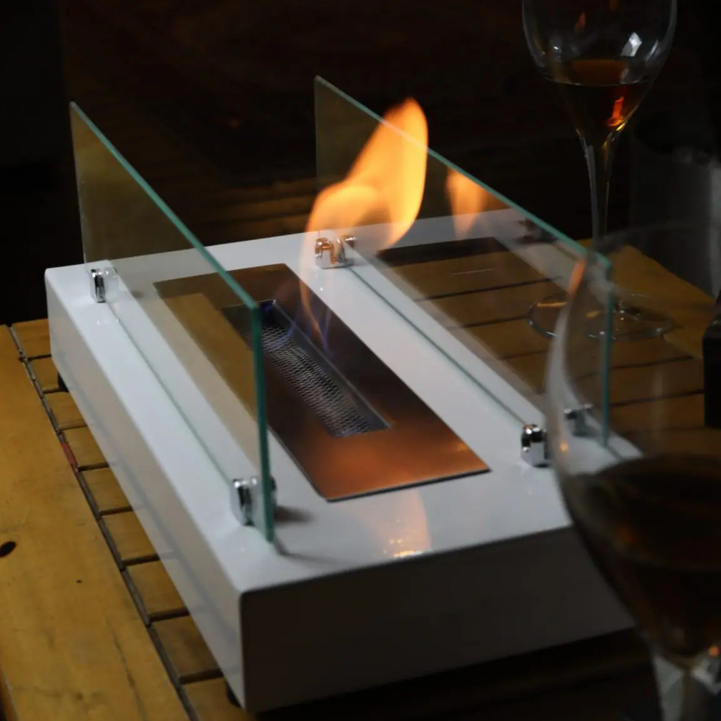 AURAFIRE Masa Üstü Bioethanol Şömine – Beyaz