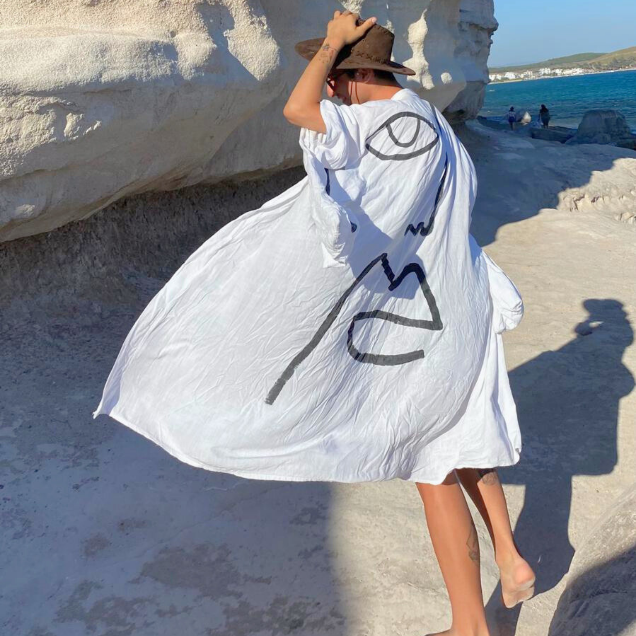 Zen Çizgi Kimono - El Boyaması - Custom Design