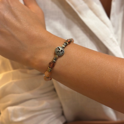 Emerald Phoenix Bileklik – Sunstone, Swarovski Kristal ve Hematit