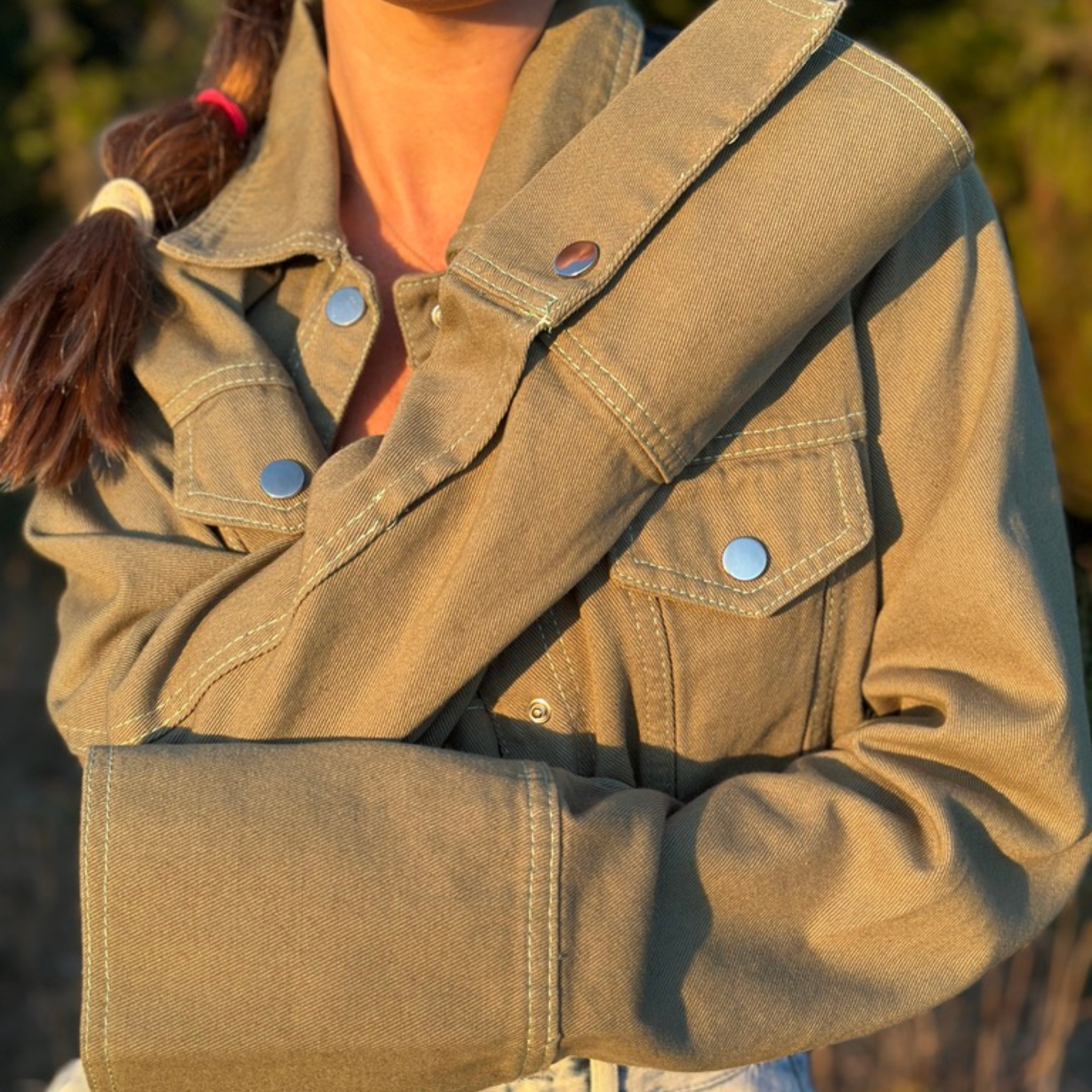 Fuck You – Yeşil Kot Ceket - El Yapımı