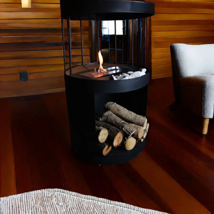 BARREL Ayaklı Bioethanol Şömine (Bacasız – Isıtıcı Özellikli)