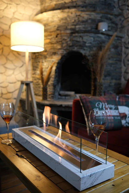 LUMIA Mermer Desenli Masaüstü Şömine - Siyah