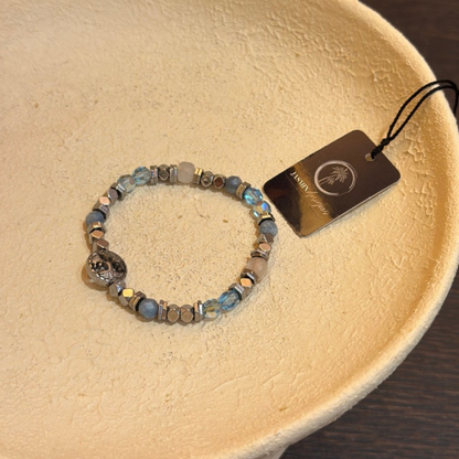 Lirea Bileklik – Akuamarin, Swarovski Kristal ve Hematit