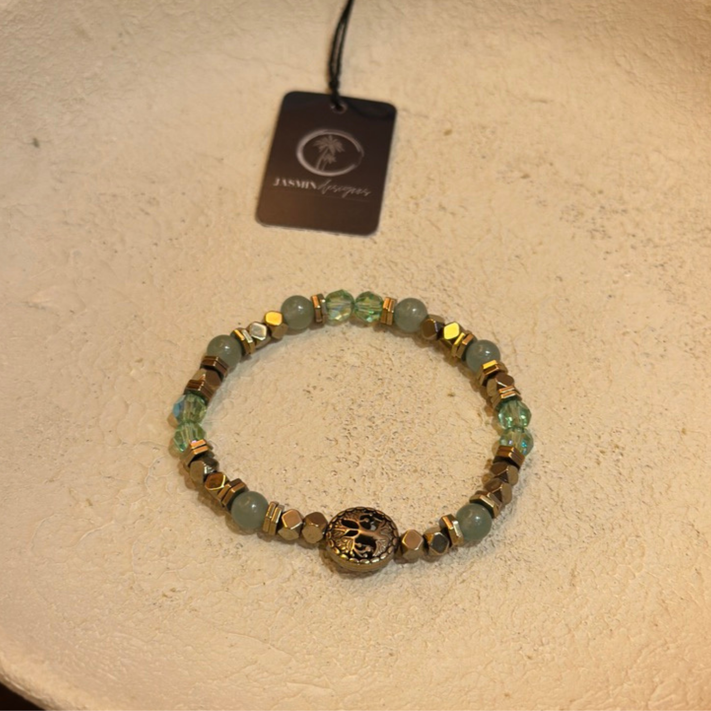 Isis Bileklik –  Aventurin, Swarovski Kristal ve Hematit