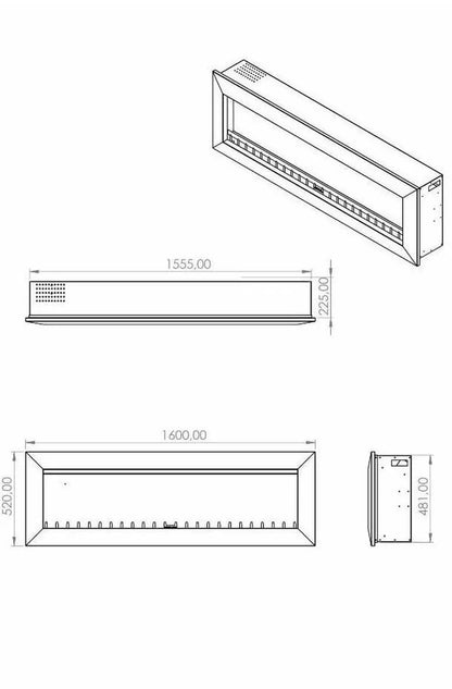 Elektrikli Şömine RGB Renkli 160CM ( Isıtmalı )