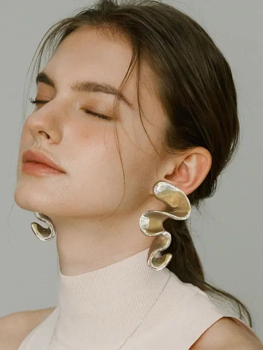 Gold Silver Özel Form Küpe