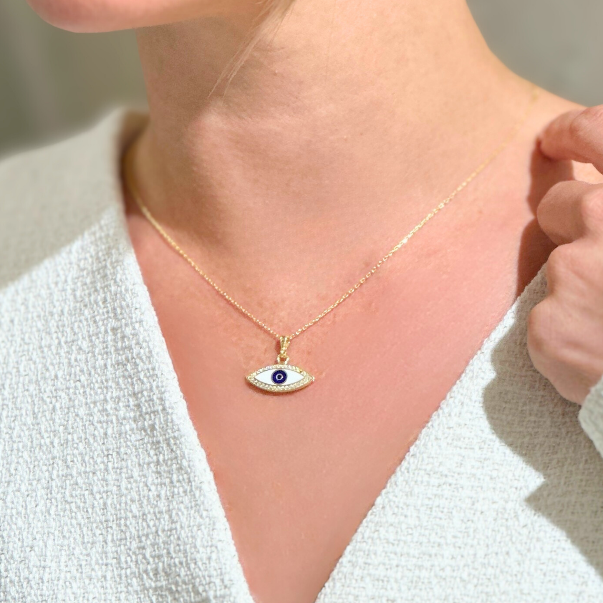 Mavi Detaylı Göz Kolye – El Yapımı 925 Ayar Gümüş