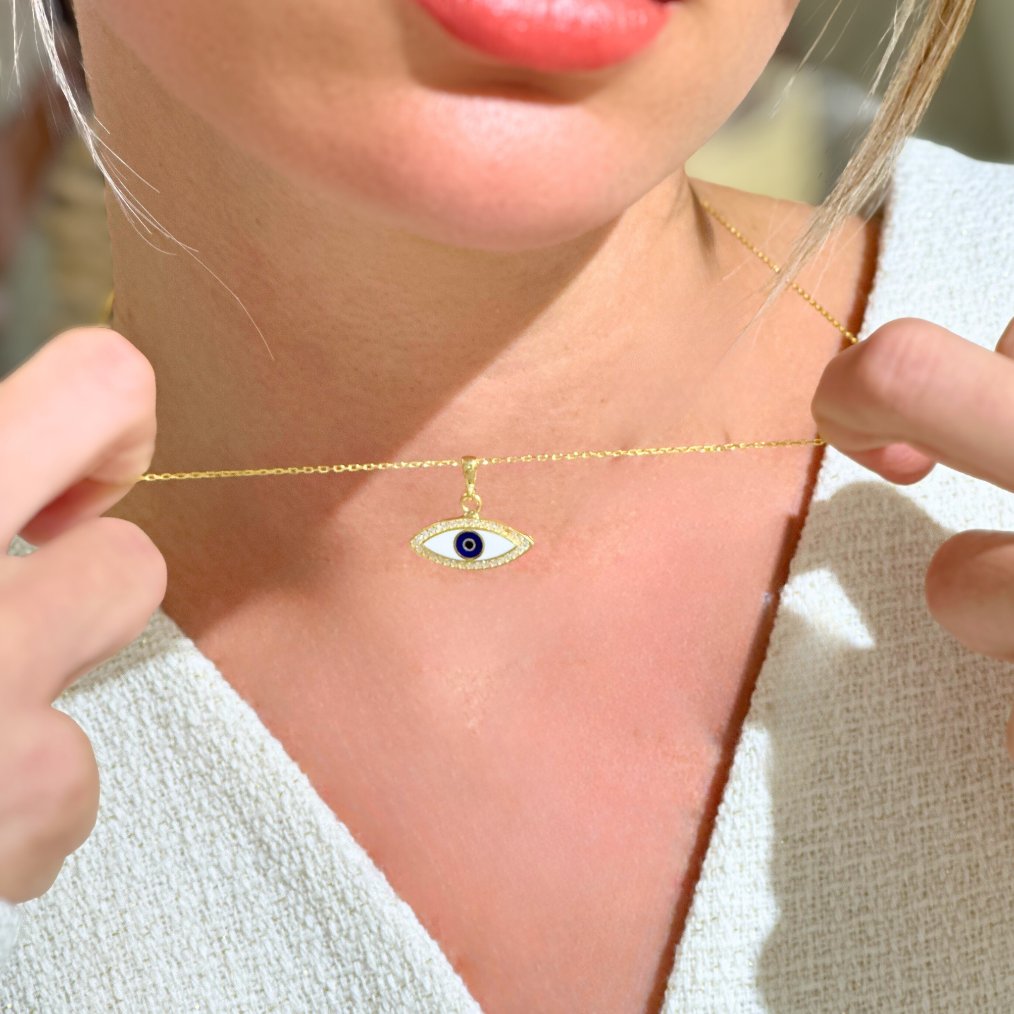 Mavi Detaylı Göz Kolye – El Yapımı 925 Ayar Gümüş