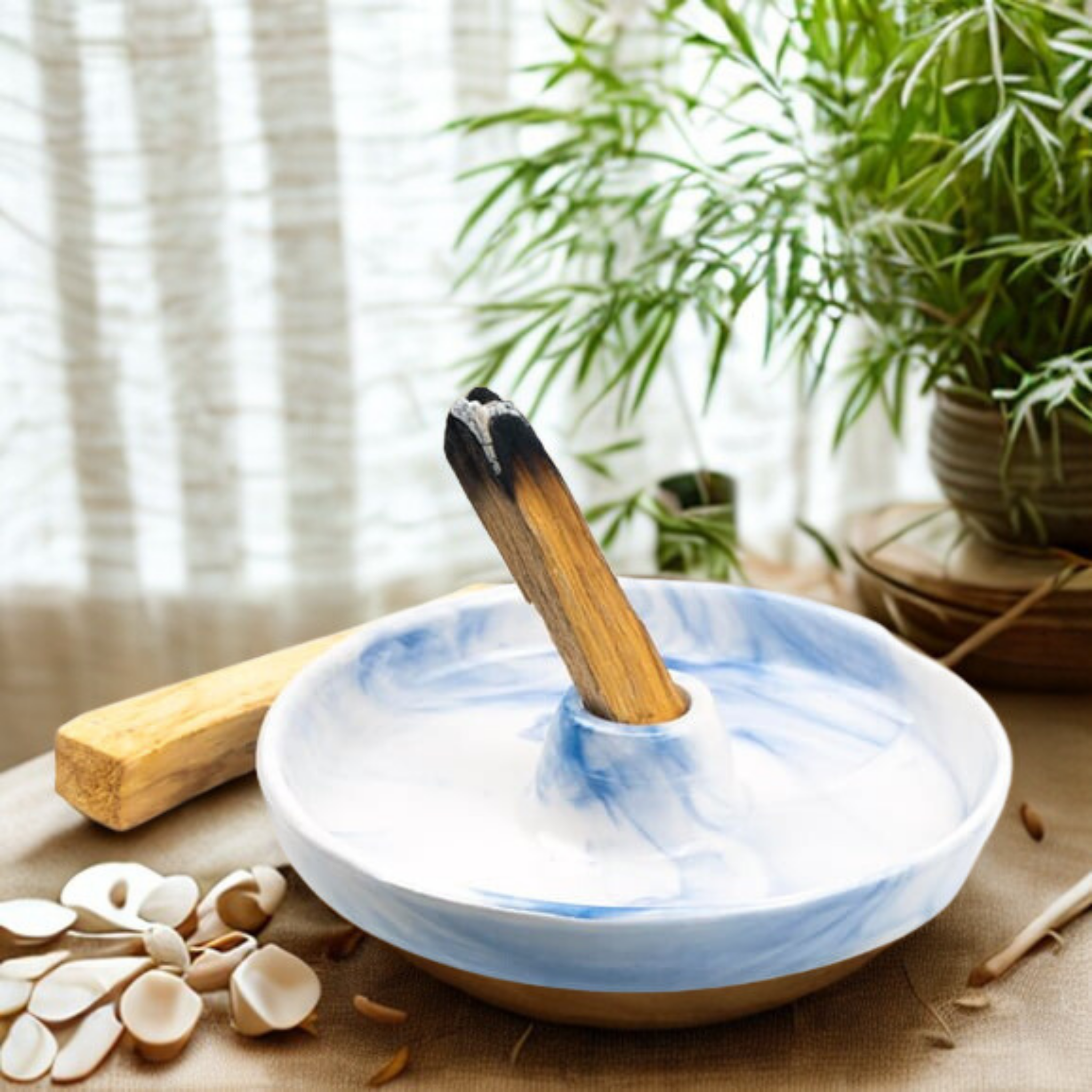 Mavi Seramik Palo Santo Ağaç Tütsülük