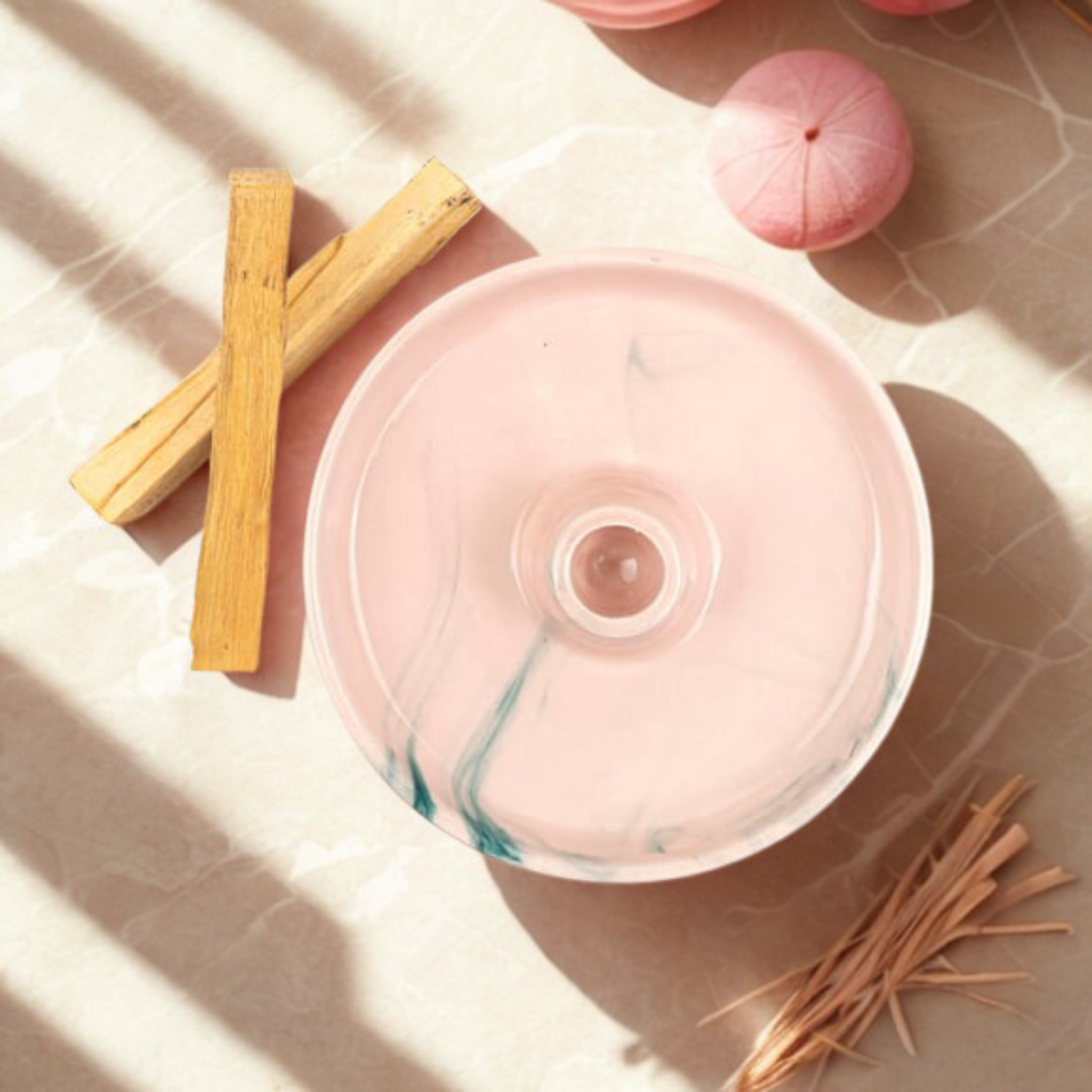 Pembe Seramik Palo Santo Ağaç Tütsülük