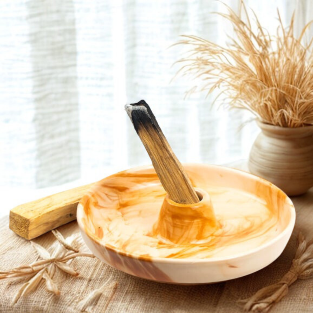 Turuncu & Beyaz El Yapımı Seramik Palo Santo Tütsülük