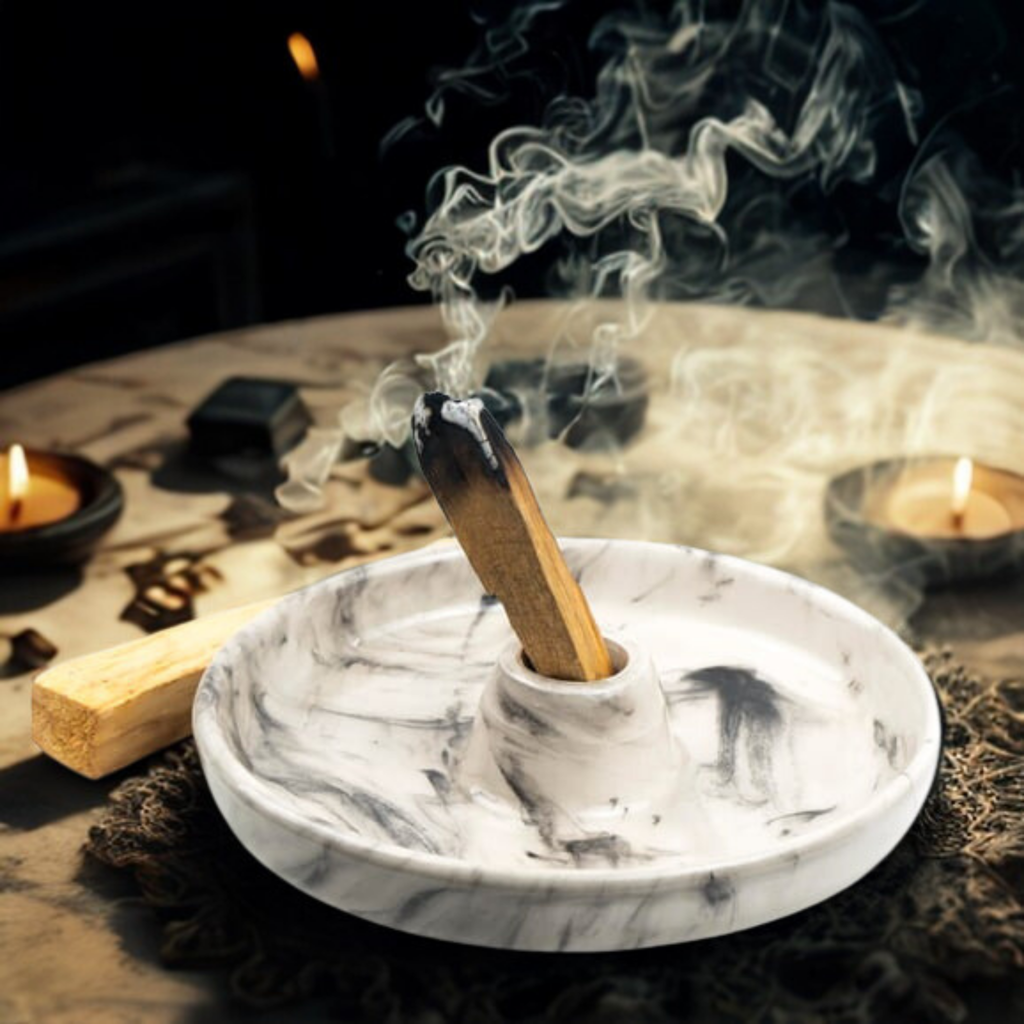 Siyah & Beyaz Seramik Palo Santo Ağaç Tütsülük